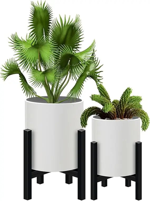 10 & 12 Inch Decorative Planters - 2 Plant Pots with Stands - Bizaargo