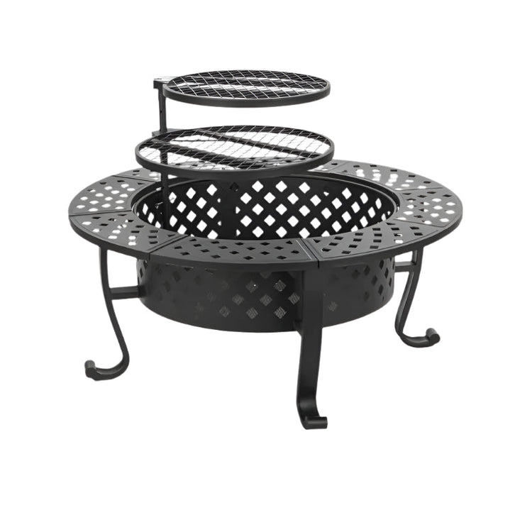 42" Wood Fire Pit with BBQ Grills - Bizaargo