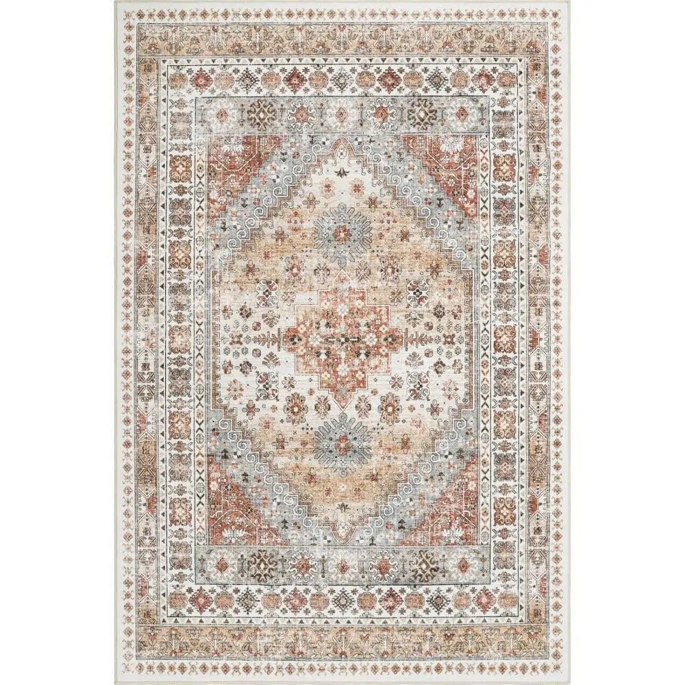 8x10 Washable Area Rug - Vintage Orange Area Rug for Home - Bizaargo