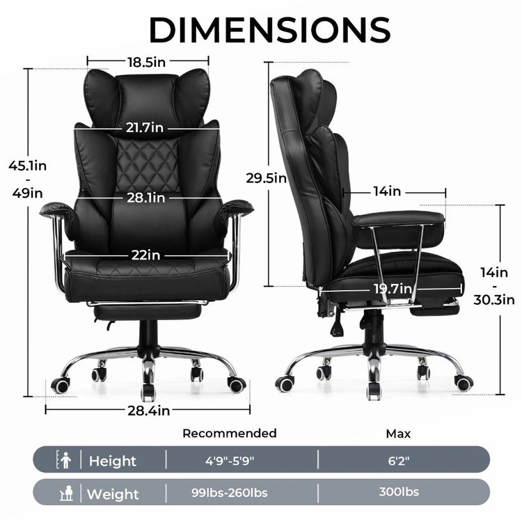 Big & Tall Ergonomic gaming Chair with Footrest & Lumbar Support - Bizaargo