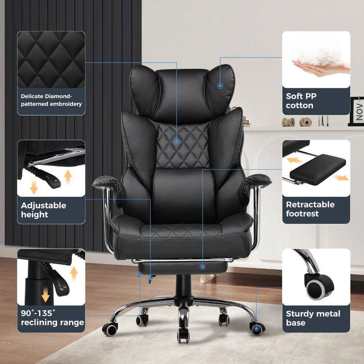 Big & Tall Ergonomic gaming Chair with Footrest & Lumbar Support - Bizaargo
