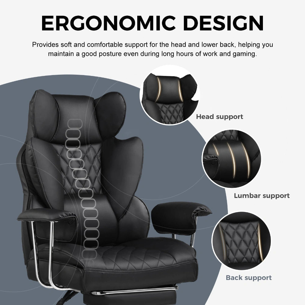 Big & Tall Ergonomic gaming Chair with Footrest & Lumbar Support - Bizaargo