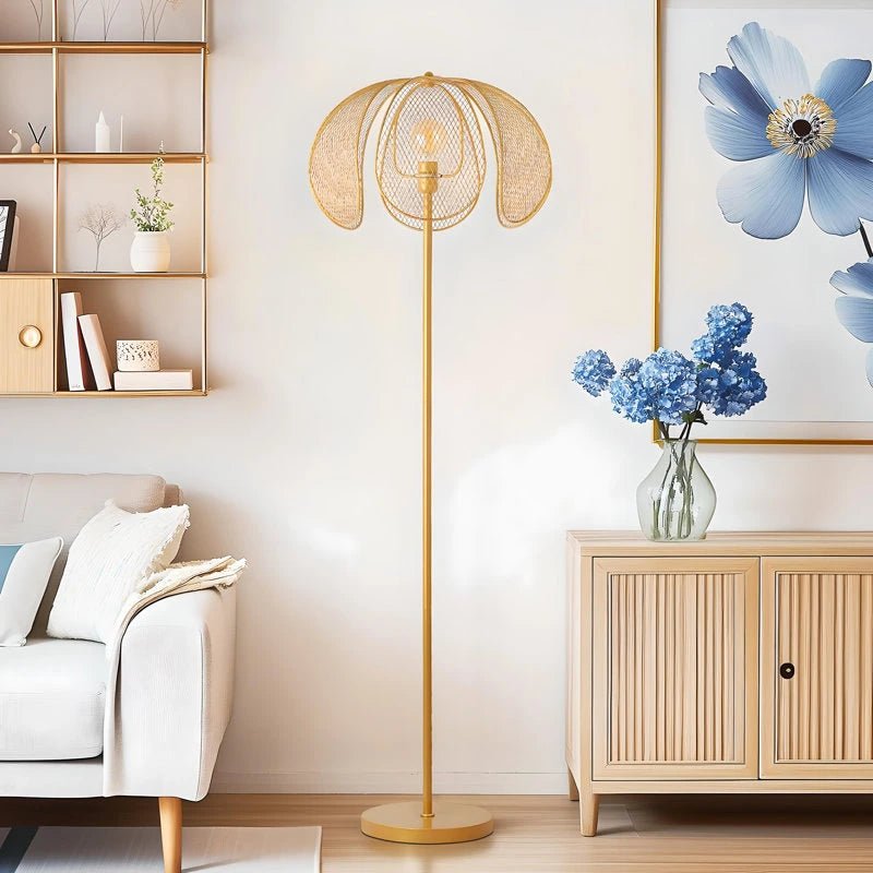 Metal Petal Floor Lamp - Gold Elegance, 63'' Tall, 3000K Warm - Bizaargo