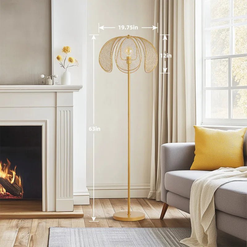 Metal Petal Floor Lamp - Gold Elegance, 63'' Tall, 3000K Warm - Bizaargo