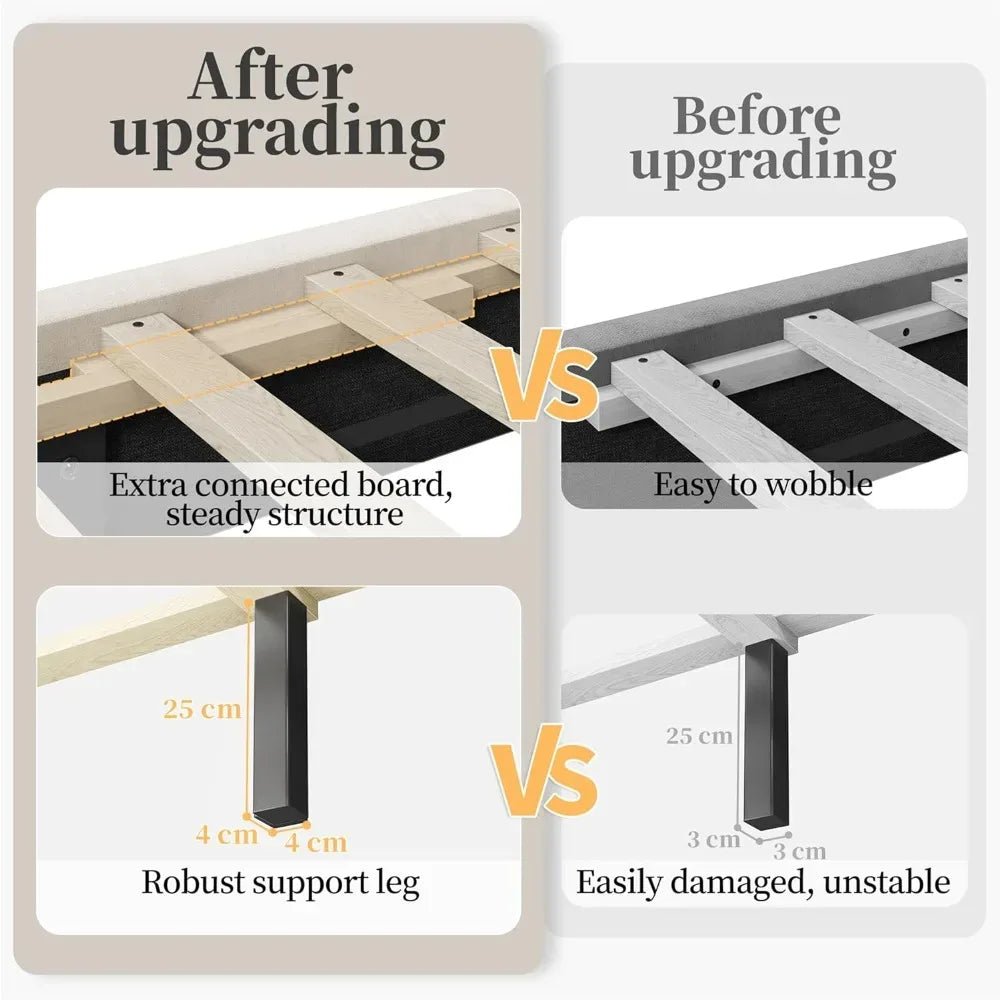 Modern Queen Bed Frame with Velvet Winged Headboard - Bizaargo