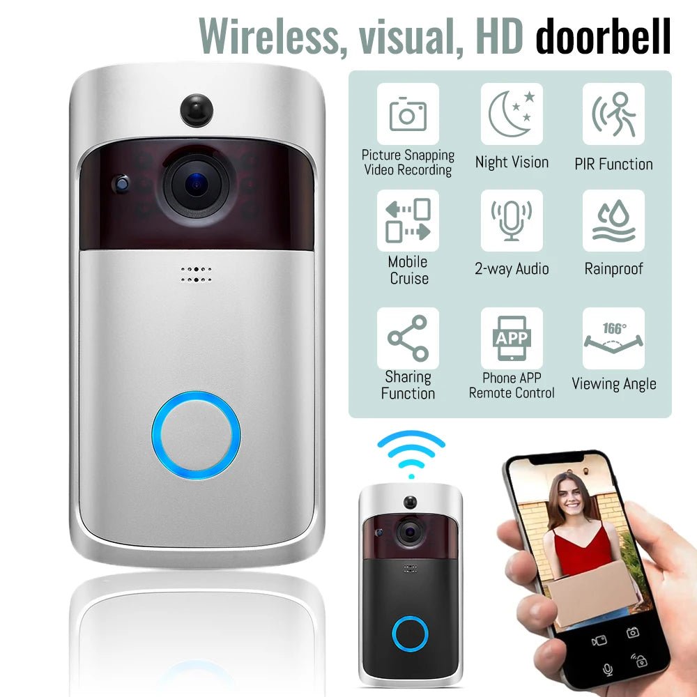 Smart WiFi Video Doorbell - Waterproof, Night Vision - Bizaargo
