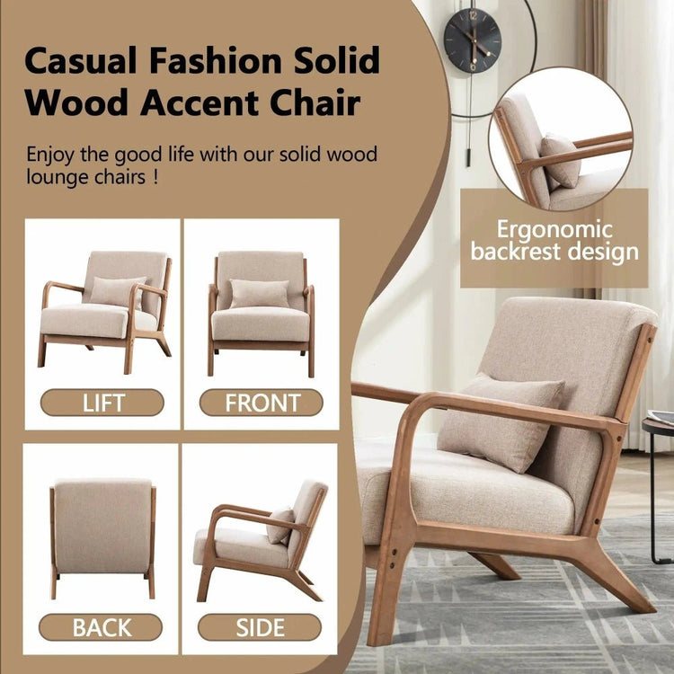 Solid Wood Accent Chair - Mid Century Style Ultimate Comfort - Bizaargo