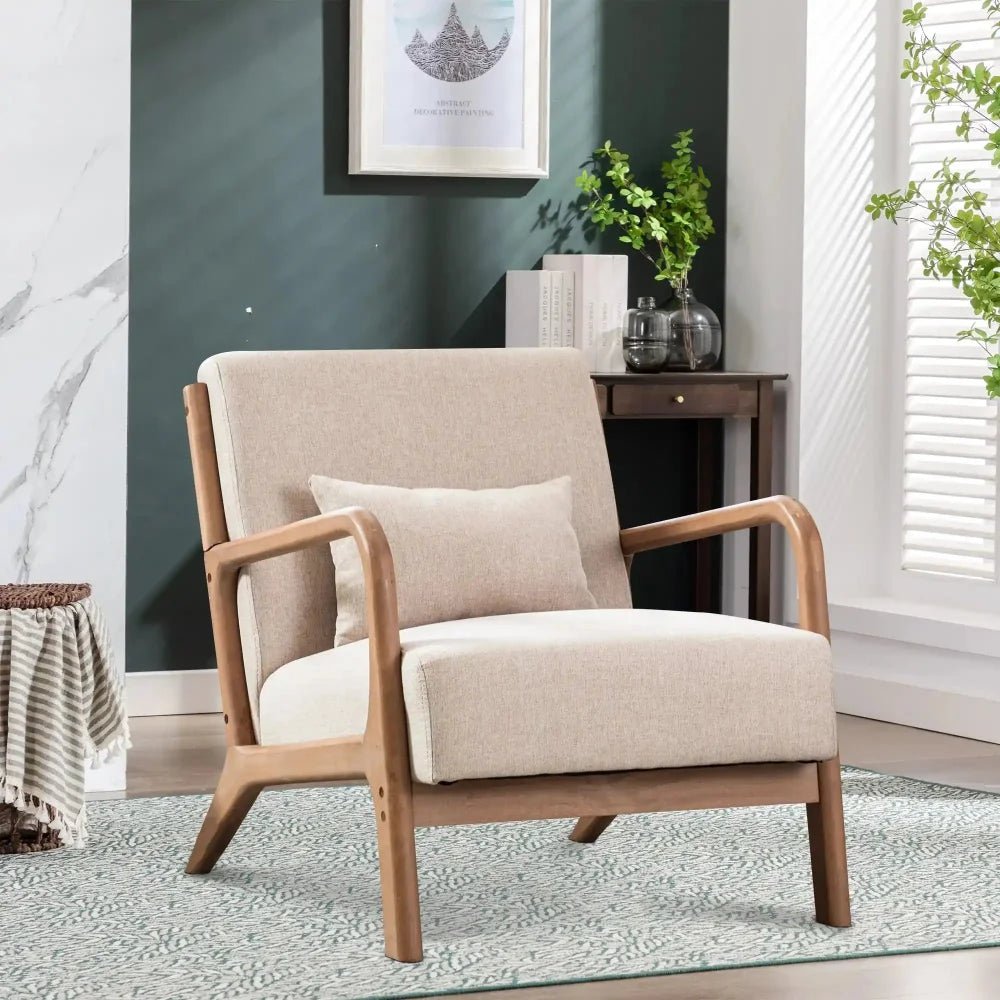 Solid Wood Accent Chair - Mid Century Style Ultimate Comfort - Bizaargo