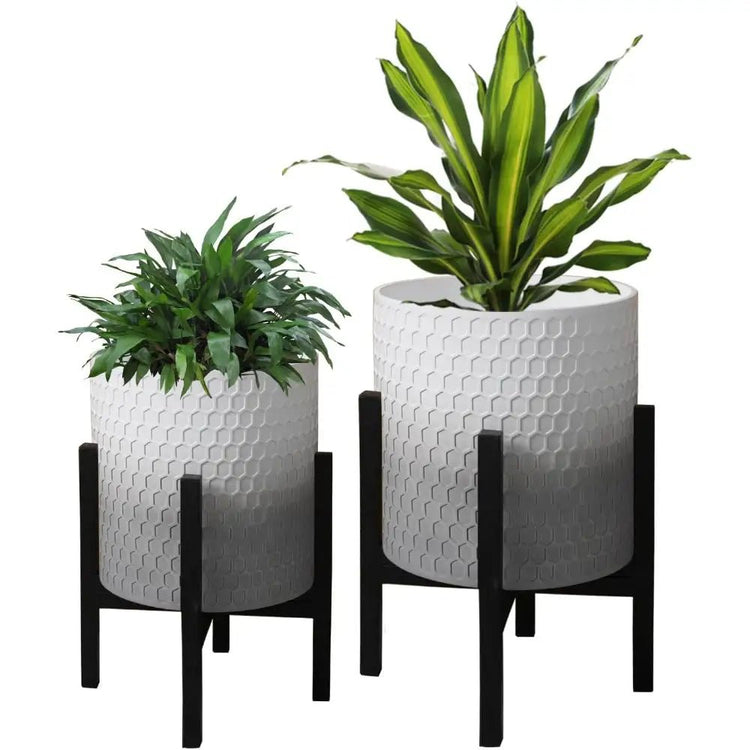 10 & 12 Inch Decorative Planters - 2 Plant Pots with Stands - Bizaargo