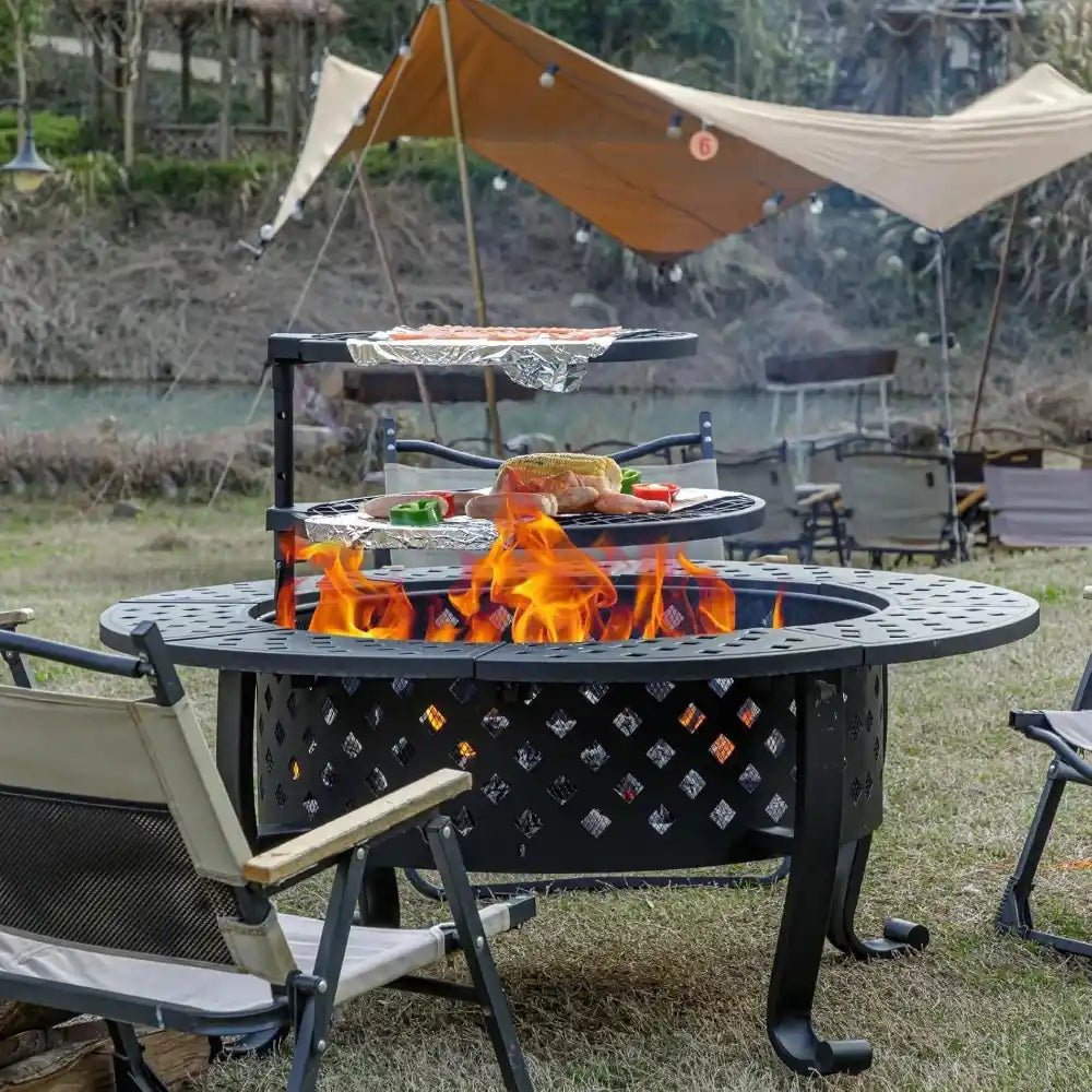 42" Wood Fire Pit with BBQ Grills - Bizaargo
