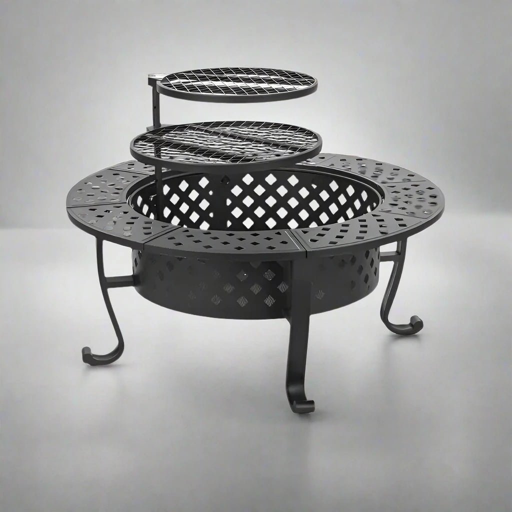 42" Wood Fire Pit with BBQ Grills - Bizaargo