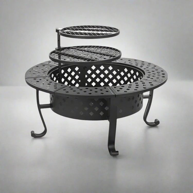 42" Wood Fire Pit with BBQ Grills - Bizaargo