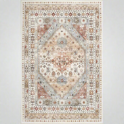 8x10 Washable Area Rug - Vintage Orange Area Rug for Home - Bizaargo