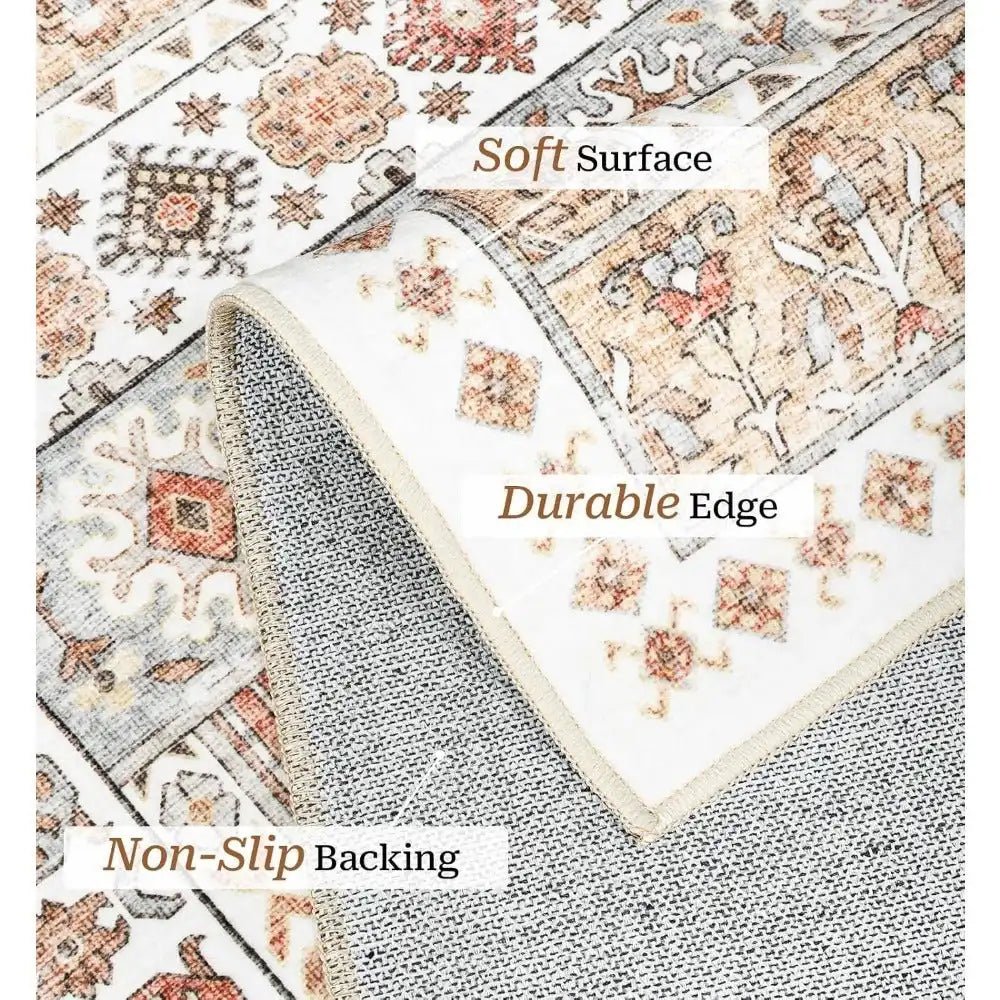 8x10 Washable Area Rug - Vintage Orange Area Rug for Home - Bizaargo