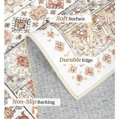 8x10 Washable Area Rug - Vintage Orange Area Rug for Home - Bizaargo