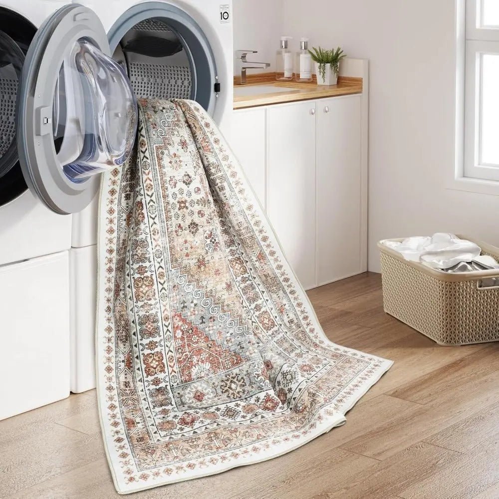 8x10 Washable Area Rug - Vintage Orange Area Rug for Home - Bizaargo