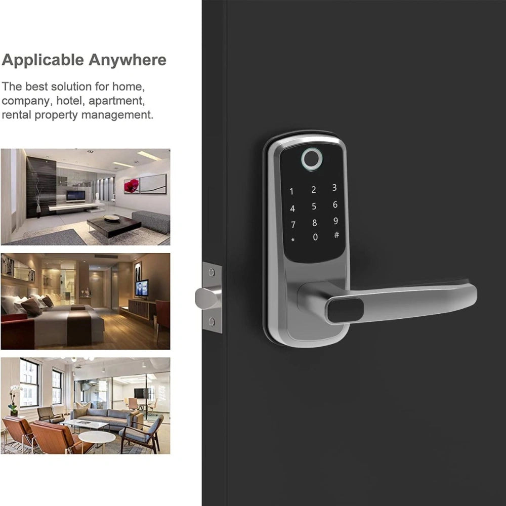 Digital door lock with text on applicability in various settings
