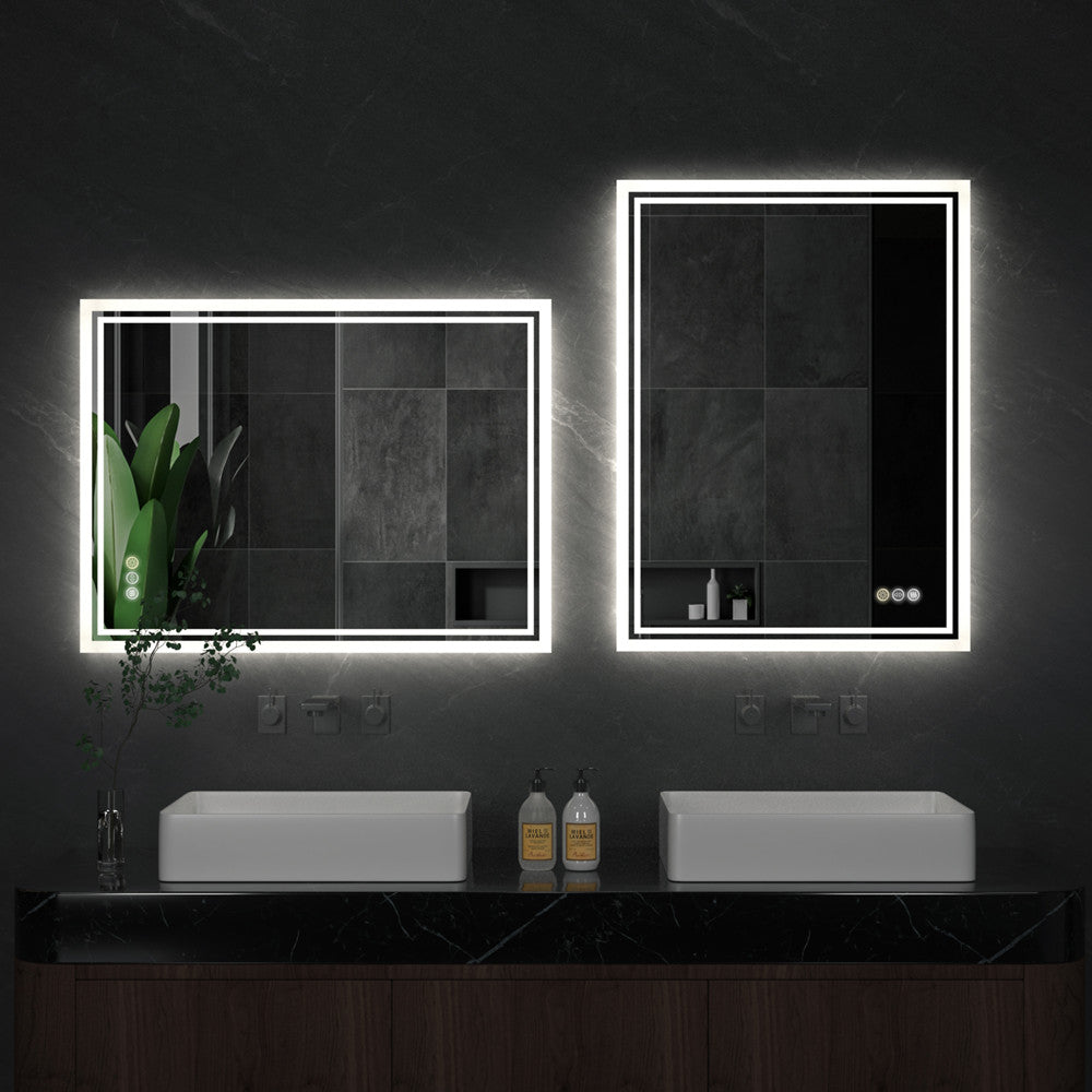 Frameless LED Bathroom Mirror - Dimmable, Anti-Fog, 3 Colors