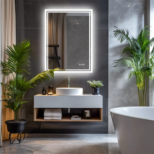 Frameless LED Bathroom Mirror - Dimmable, Anti-Fog, 3 Colors