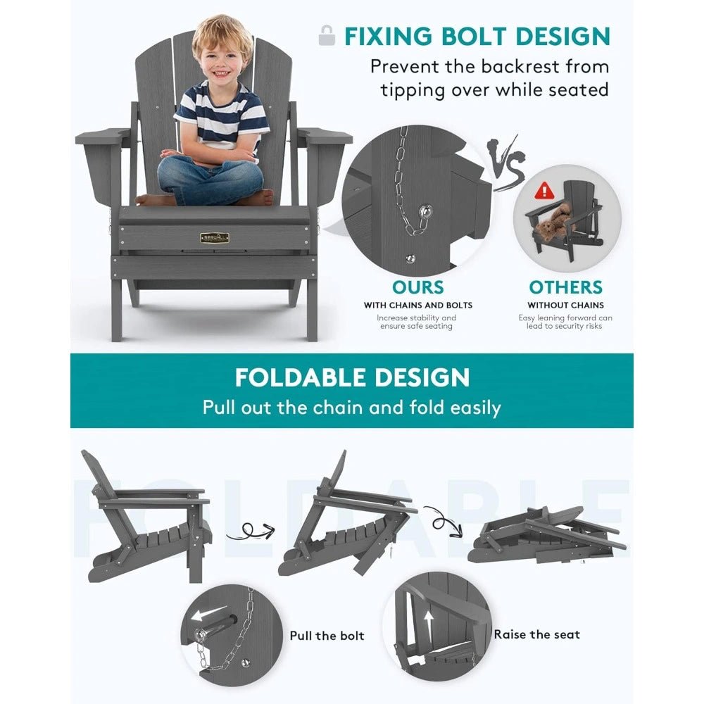 Folding Adirondack Chair - Weather Resistant & Durable - Bizaargo