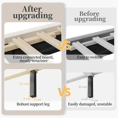 Modern Queen Bed Frame with Velvet Winged Headboard - Bizaargo
