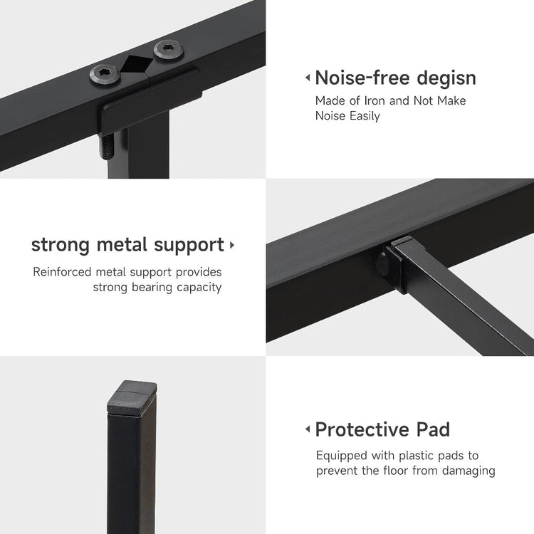 Queen Bed Frame: Wood Headboard & Sturdy Metal Base - Bizaargo