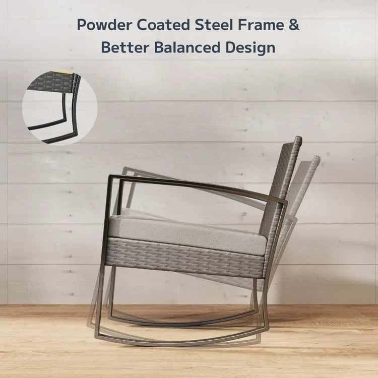Rocking Wicker Patio Set - 3 - Piece Comfort & Style - Bizaargo