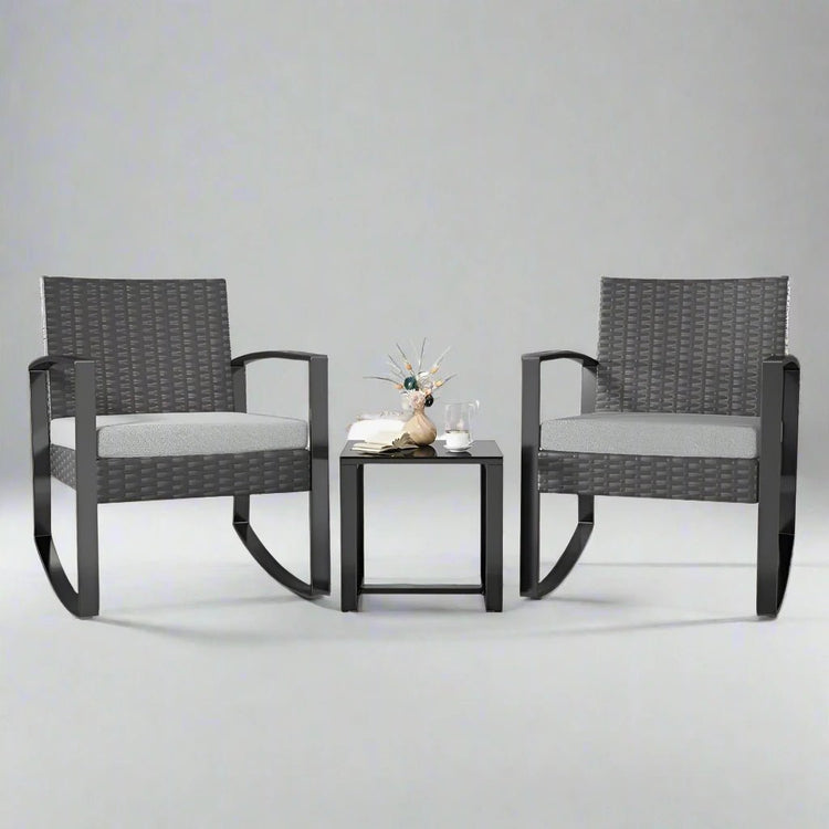 Rocking Wicker Patio Set - 3 - Piece Comfort & Style - Bizaargo