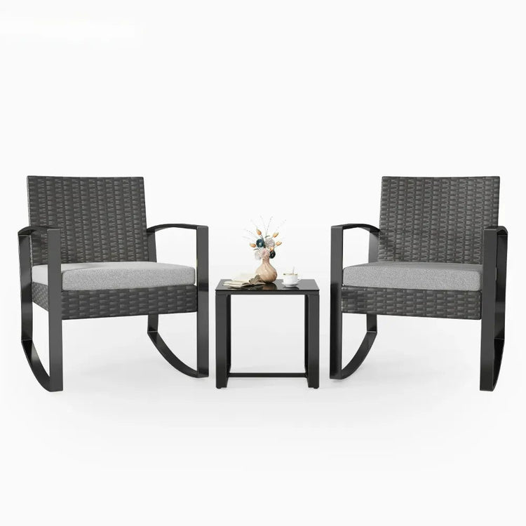 Rocking Wicker Patio Set - 3 - Piece Comfort & Style - Bizaargo
