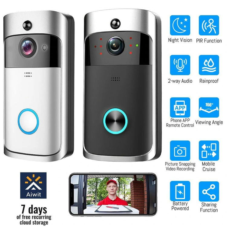 Smart WiFi Video Doorbell - Waterproof, Night Vision - Bizaargo