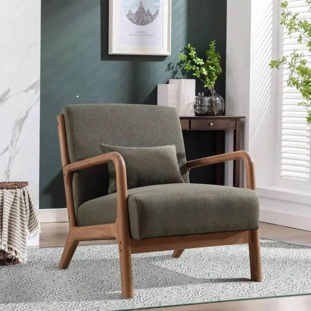 Solid Wood Accent Chair - Mid Century Style Ultimate Comfort - Bizaargo