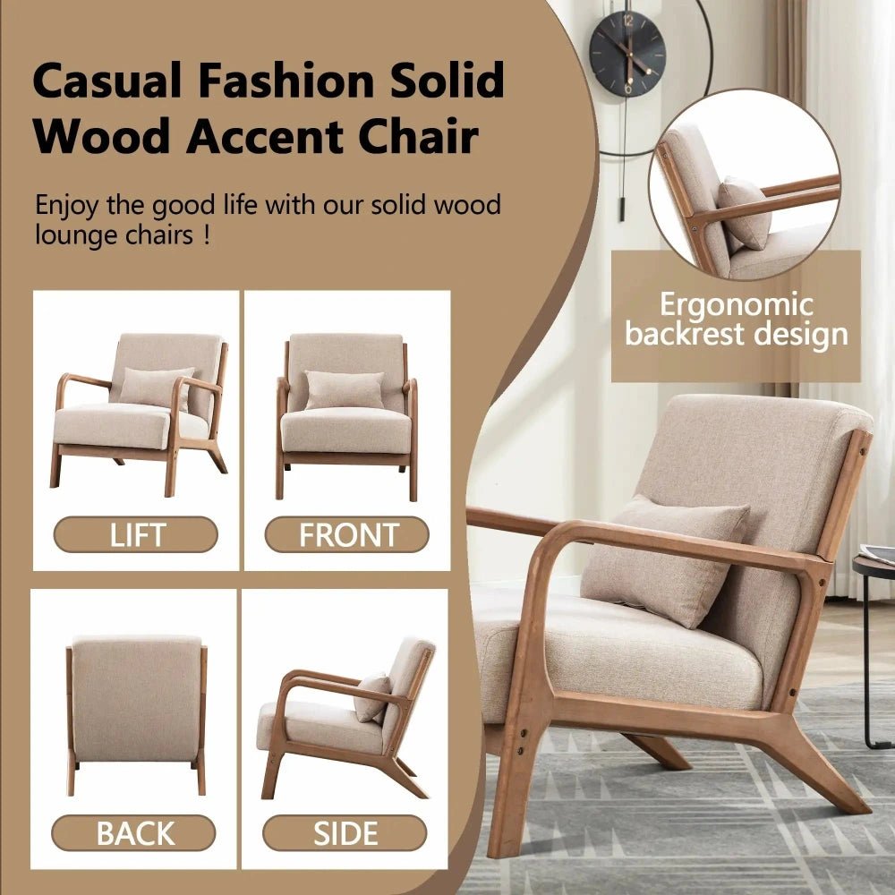 Solid Wood Accent Chair - Mid Century Style Ultimate Comfort - Bizaargo